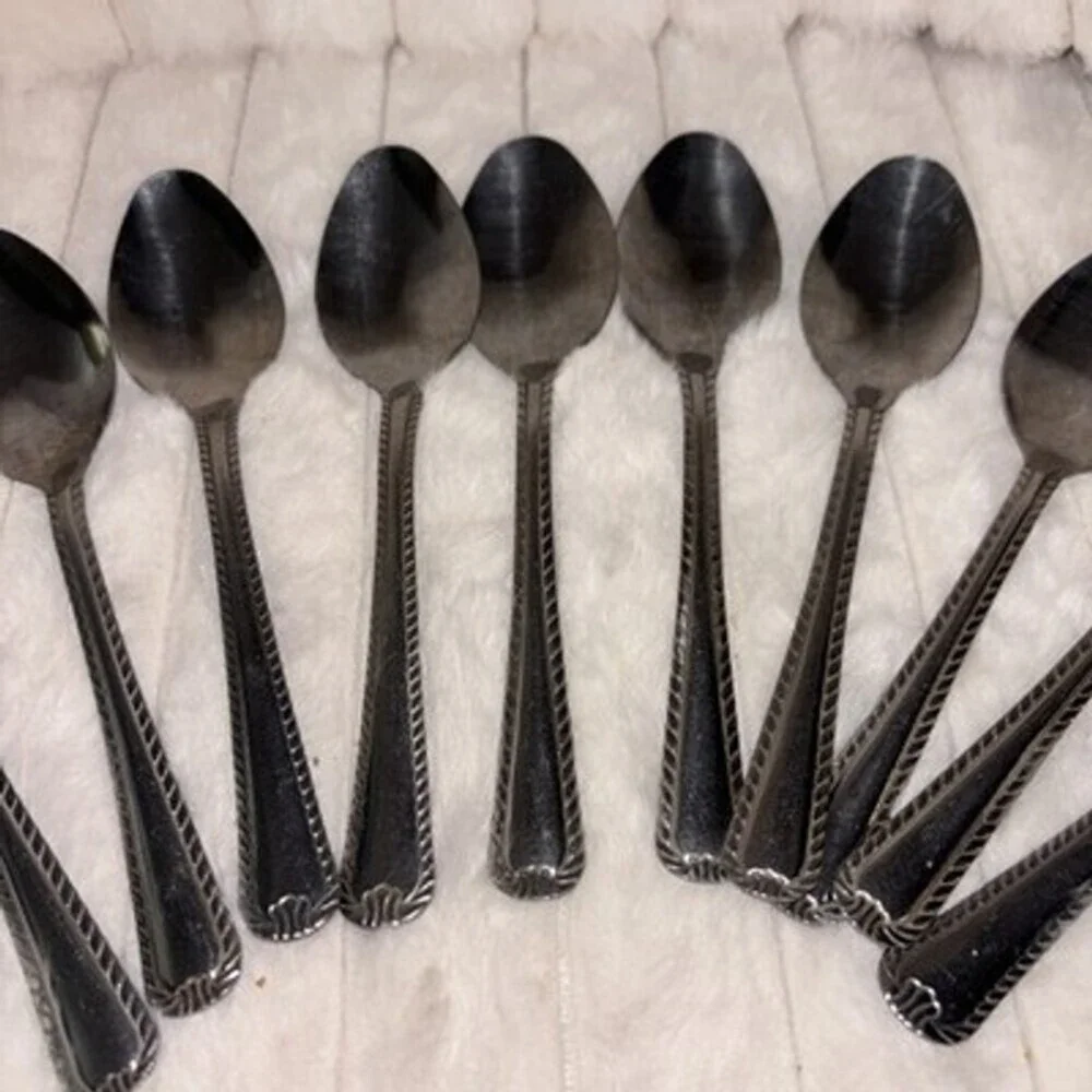 Unbranded Braided Rope Edge Stainless China Place Soup Spoons Lot of 10